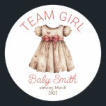 Team Girl gender onthult de sticker van Christmas<br><div class="desc">Gepersonaliseerde Team Girl Kerst baby shower gender onthullen sticker</div>