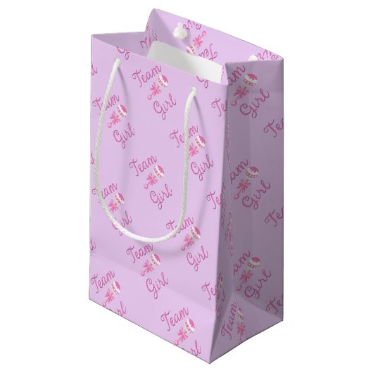 Team Girl Gender Reopenbaart Gift Bag Klein Cadeauzakje (Voorkant Gekanteld)