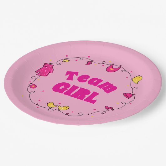 Team Girl Gender Reveal Party Borden Papieren Bordje (Gekanteld)