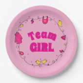 Team Girl Gender Reveal Party Borden Papieren Bordje (Voorkant)