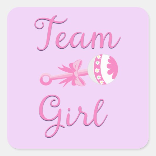 Team Girl Gender Reveal Vierkante Sticker (Voorkant)