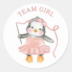 Team Girl. Geslacht onthullen feest. Stembordspel Ronde Sticker