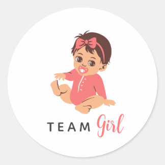 Team Girl Geslacht Onthulling Roze Fopspeen Baby Ronde Sticker