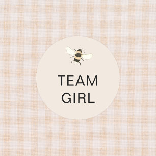 Team Girl Geslacht Reveal Feest Stem Bij Ronde Sticker