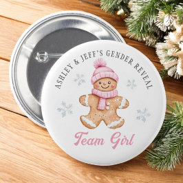 Team Girl Gingerbread Gender Reveal Party Ronde Button 5,7 Cm