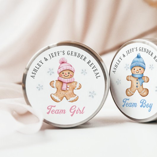 Team Girl Gingerbread Gender Reveal Party Ronde Sticker