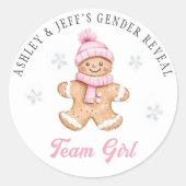 Team Girl Gingerbread Gender Reveal Party Ronde Sticker (Voorkant)
