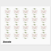 Team Girl Greenery Bloemen Geslacht Onthullen Stem Ronde Sticker (Vel)