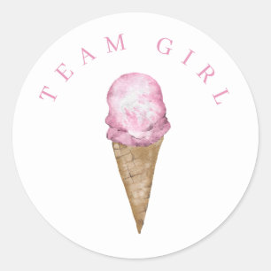 Team Girl Ice Cream Gender onthullen Ronde Sticker