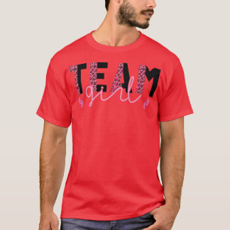 Team Girl Leopard print roze of blauw geslacht ont T-shirt