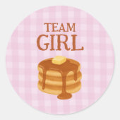 Team Girl Pancake Brunch Theme Gender Reveal Ronde Sticker (Voorkant)