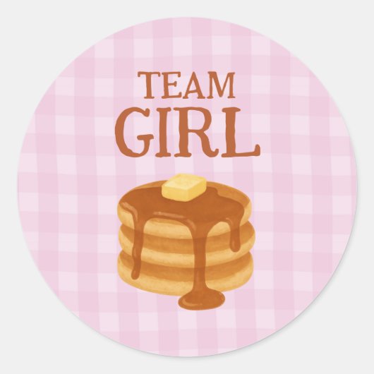 Team Girl Pancake Brunch Theme Gender Reveal Ronde Sticker (Voorkant)