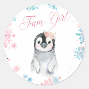 Team Girl Penguin Winter Gender onthullen sticker