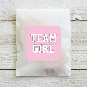 Team Girl Pink Baby Gender Fee Vierkante Sticker
