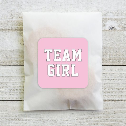 Team Girl Pink Baby Gender Fee Vierkante Sticker