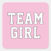 Team Girl Pink Baby Gender Fee Vierkante Sticker (Voorkant)