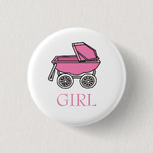 Team Girl Pink Baby Stroller Gender onthullen Ronde Button 3,2 Cm