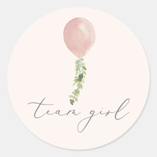 Team Girl Pink-ballon Ronde Sticker (Voorkant)