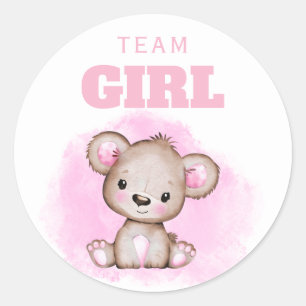 Team Girl Pink Beer Gender onthulling Ronde Sticker