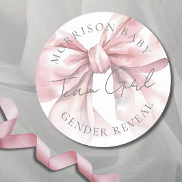 Team Girl Pink Bow Gender onthullen Ronde Sticker