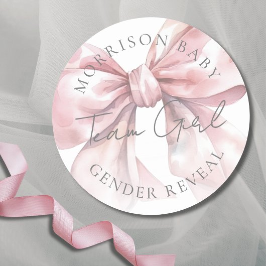 Team Girl Pink Bow Gender onthullen Ronde Sticker