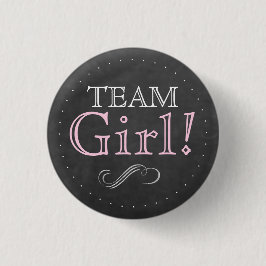 Team Girl Pink Chalkboard Baby shower Ronde Button 3,2 Cm
