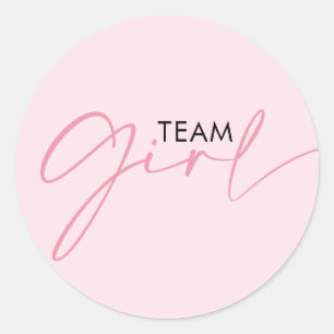 Team Girl Pink Gender Reveal Stemmen Ronde Sticker