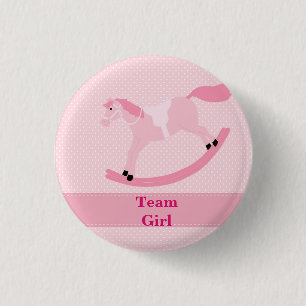 Team Girl Pink Rocking Horse Gender Rekalkknop Ronde Button 3,2 Cm