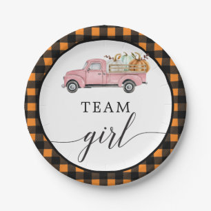 Team Girl Pumpkin Truck Paper Borden Papieren Bordje