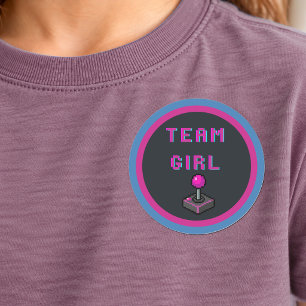 Team Girl Retro Arcade Geslacht Onthulling Feest S Ronde Sticker