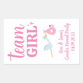 Team Girl Roze Geslacht Reveal Feestje Aangepaste  Rechthoekige Sticker (Voorkant)