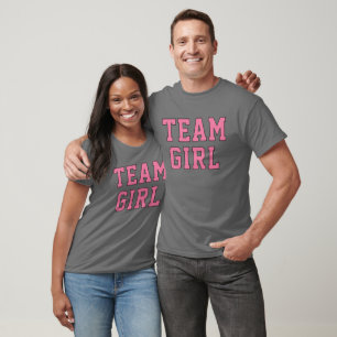 Team Girl Roze op Grijs Geslacht Onthulling T-shirt
