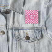 "Team Girl" Roze Polka Dot Geslachtsvoorspelling Vierkante Button 5,1 Cm (In situ)