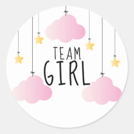 Team Girl Sterren Roze Wolken Geslacht Onthullen S Ronde Sticker