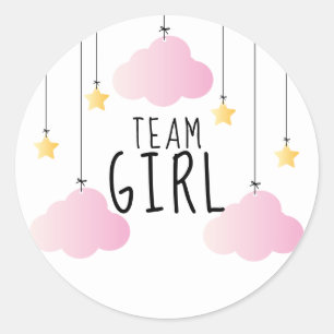 Team Girl Sterren Roze Wolken Geslacht Onthullen S Ronde Sticker