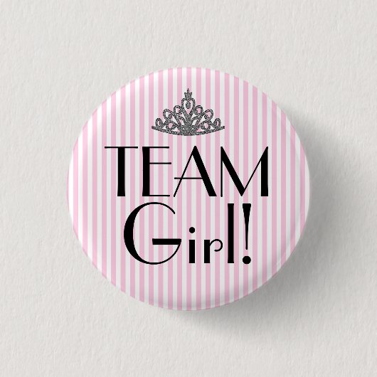 Team Girl Stripes Pink Baby shower Ronde Button 3,2 Cm (Voorkant)