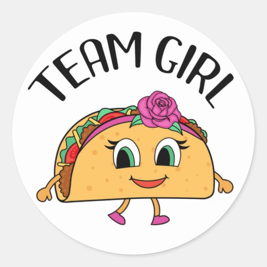 Team Girl Taco thema gender reveal party stickers (Voorkant)