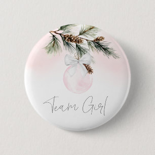 Team Girl Winter Gender Reveal Ronde Button 5,7 Cm