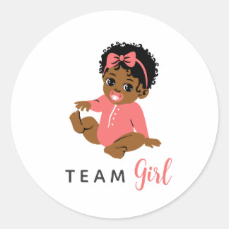 Team Girl Zwart Geslacht Onthulling Roze Baby Stic Ronde Sticker