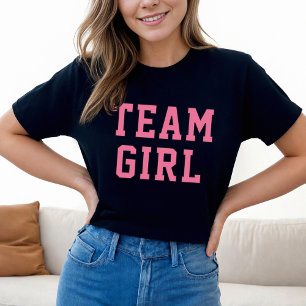 Team Girl Zwart Roze Geslacht Onthulling Dames T-shirt