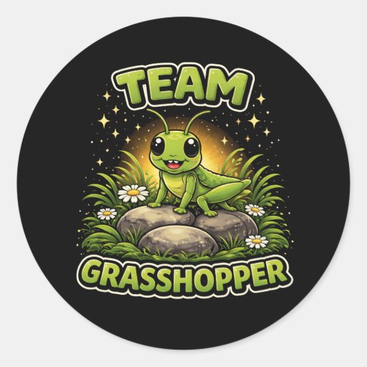 Team Grasshopper Ronde Sticker (Voorkant)