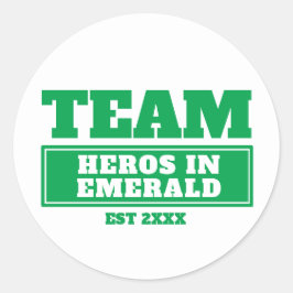 Team groen gepersonaliseerde familie of team stick ronde sticker