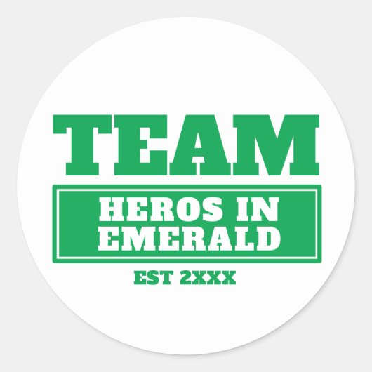 Team groen gepersonaliseerde familie of team stick ronde sticker (Voorkant)
