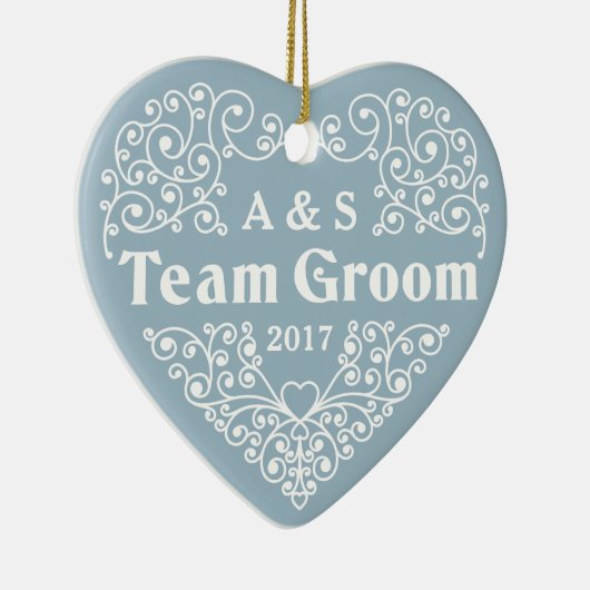 Team Groom aangepaste monogrammen en date ornament (Rechts)