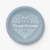 Team Groom aangepaste monogrammen & jaar papier bo Papieren Bordje (Voorkant)