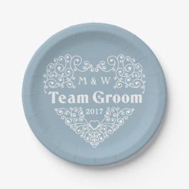 Team Groom aangepaste monogrammen & jaar papier bo Papieren Bordje