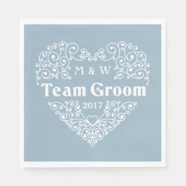 Team Groom aangepaste monogrammen & jaar papieren  Servet