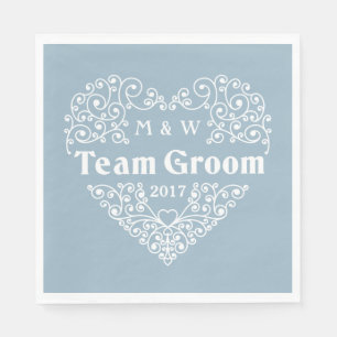 Team Groom aangepaste monogrammen & jaar papieren  Servet