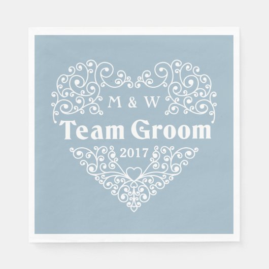 Team Groom aangepaste monogrammen & jaar papieren  Servet (Voorkant)