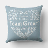 Team Groom aangepaste namen & jaar bruiloft kussen (Achterkant)